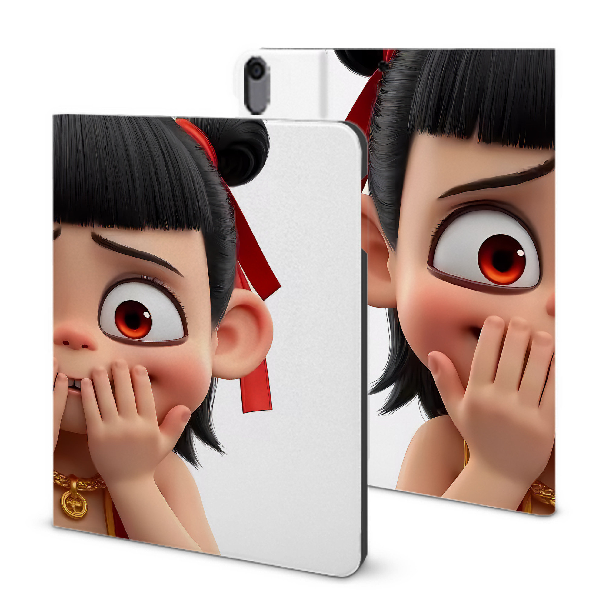 （画像用） Ne Zha 2 ナタ 魔童の大暴れ IPad ケース ブック型 PUレザー TPU 耐衝撃 軽量 薄型 ペン収納なし 全面保護 IPad 各モデル対応